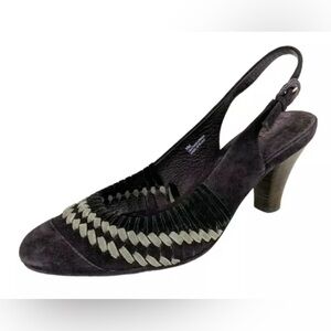 ANTHROPOLOGIE ANTIA Slingback Pumps  Women's Size 9.5 Purple Black & Gray Suede